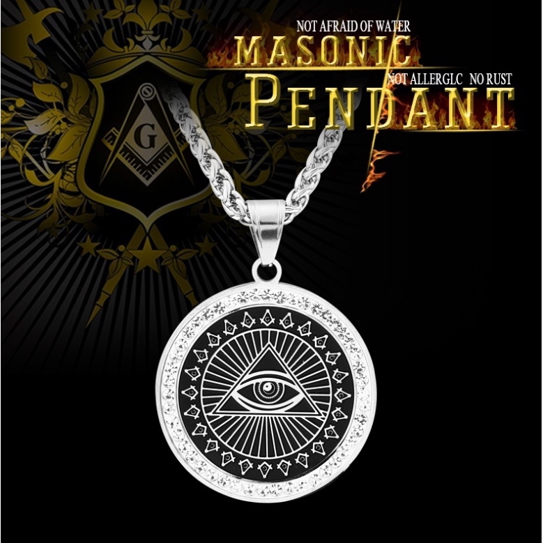 Thép không gỉ mới Mens Iced Out Bling Eyes of Evil Masonic Rays Dây chuyền Hip Hop Mặt dây chuyền Trang sức Punk