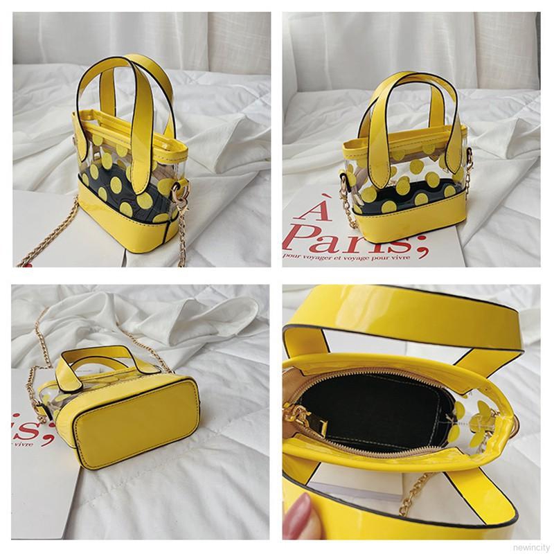 Túi xách da PU phối họa tiết chấm bi xinh xắn cho bé gái