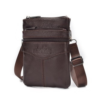 Túi Da Nam Mini Đeo Chéo Phong Cách Thời Trang Châu Âu Chất Da Bò Tự Nhiên Bên Trong Nhiều Ngăn Size 19.5x14x1cm