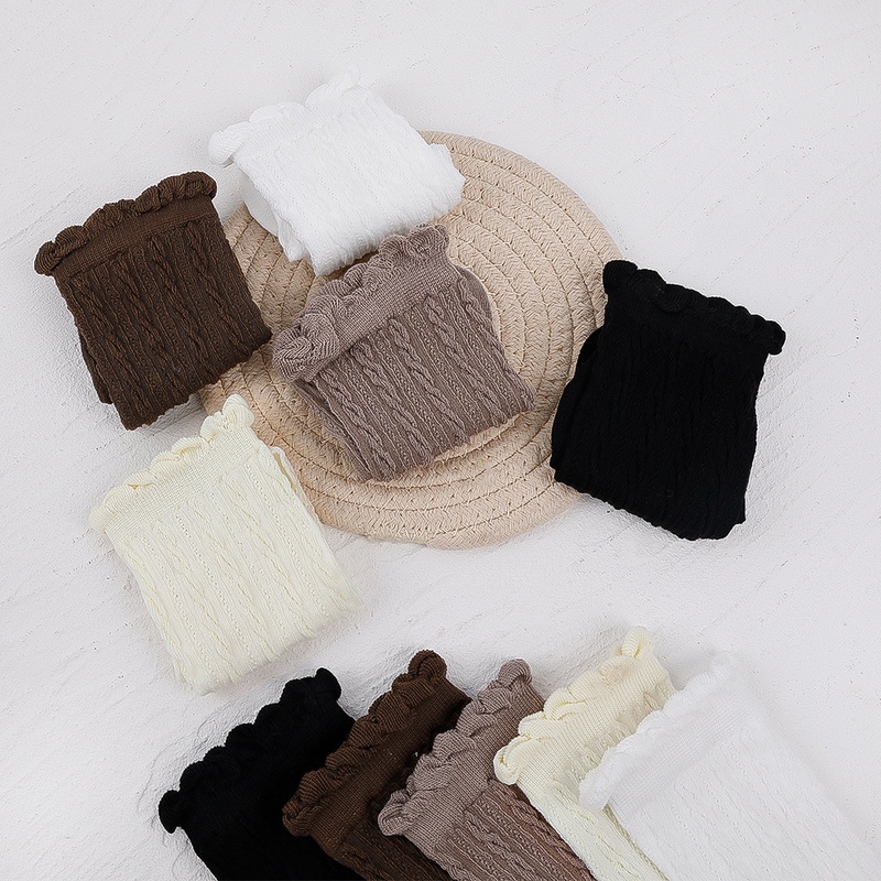 1 Đôi Vớ Cotton Cổ Trung Phối Ren Thoáng Khí Mềm Mại Chống Ma Sát Phong Cách Hàn Quốc Dễ Thương Cho Nữ