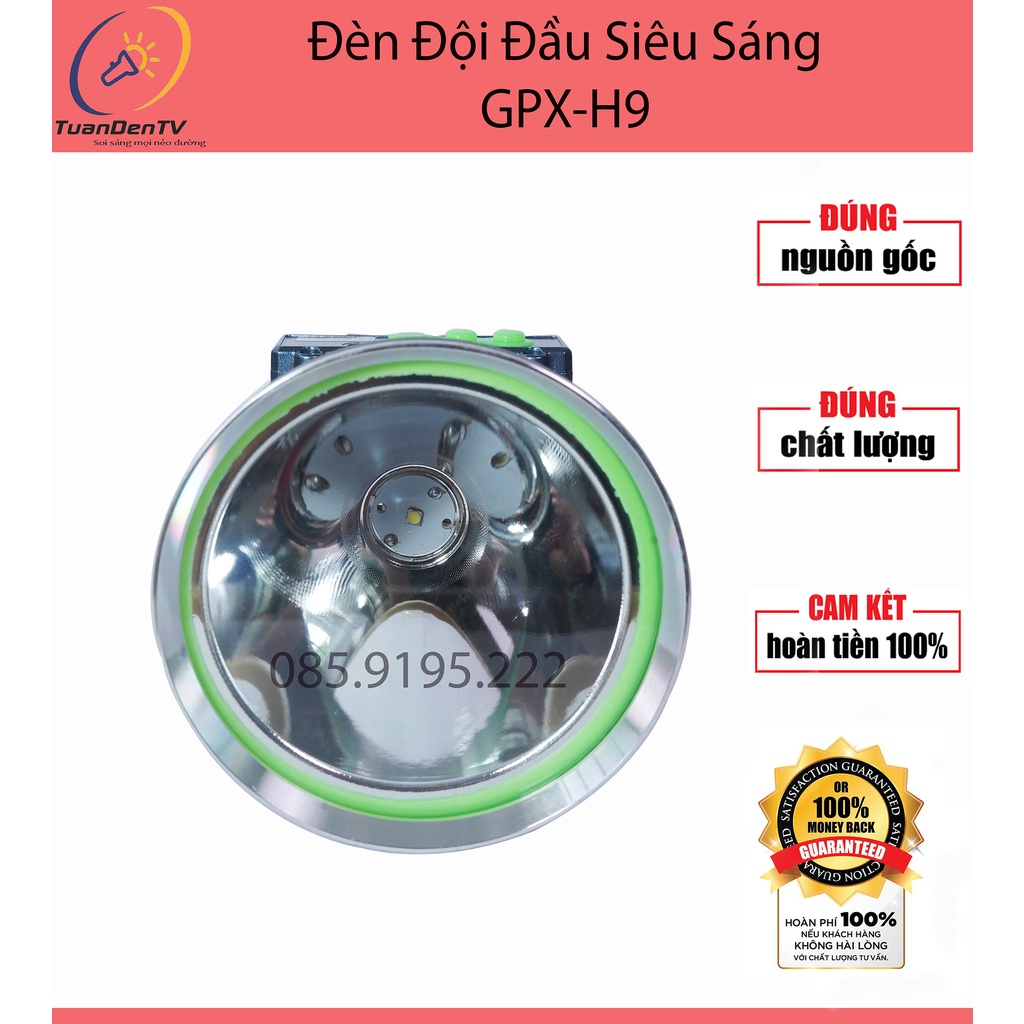 Đèn Đội Đầu GPX H9 Công Suất Lớn 200W Pin 10H