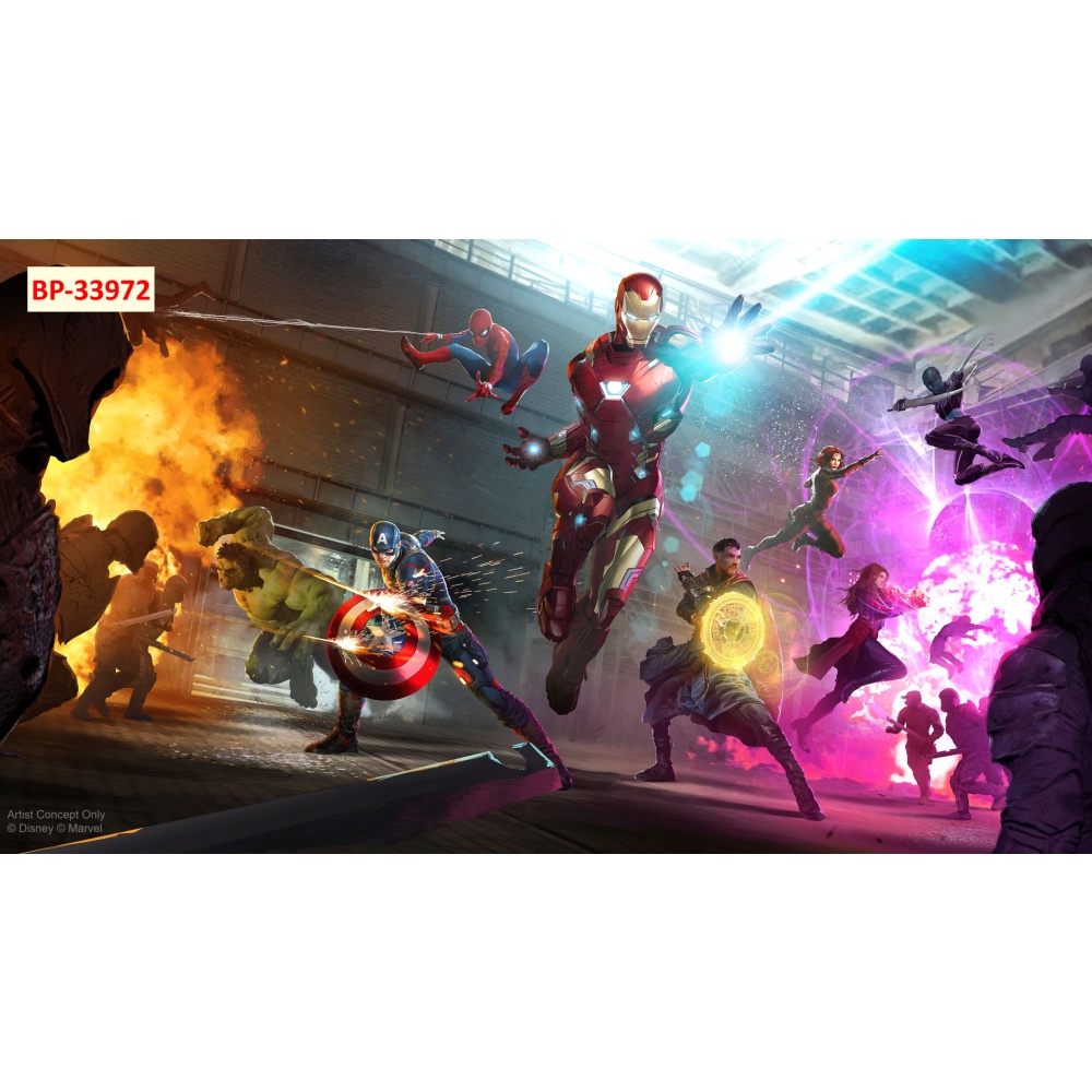 Tranh 3D Dán Tường Phòng Trẻ Em Chủ Đề ANH HÙNG GIẢI CỨU THẾ GIỚI THOR, AN-TMAN, THE WASP, IRON MAN nhiều kích thước