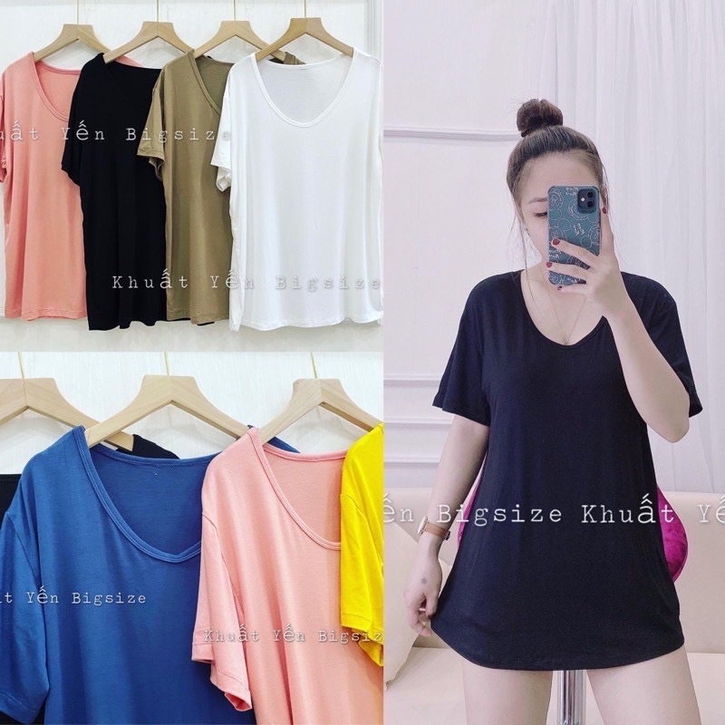 (50-100kg) Áo thun nữ cổ tim form rộng nhiều màu tay ngắn cổ V chất mát 50kg đến 100kg Khuất Yến