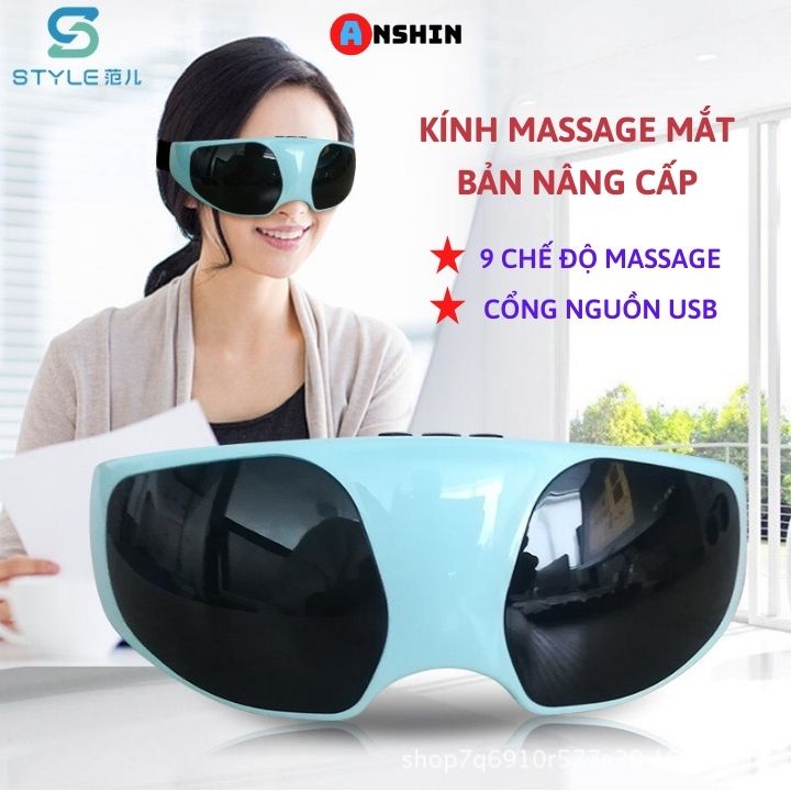 Kính massage mắt bản nâng cấp Anshin 9 chế độ massage giúp thư giãn, làm đẹp mắt và ngăn ngừa cận thị