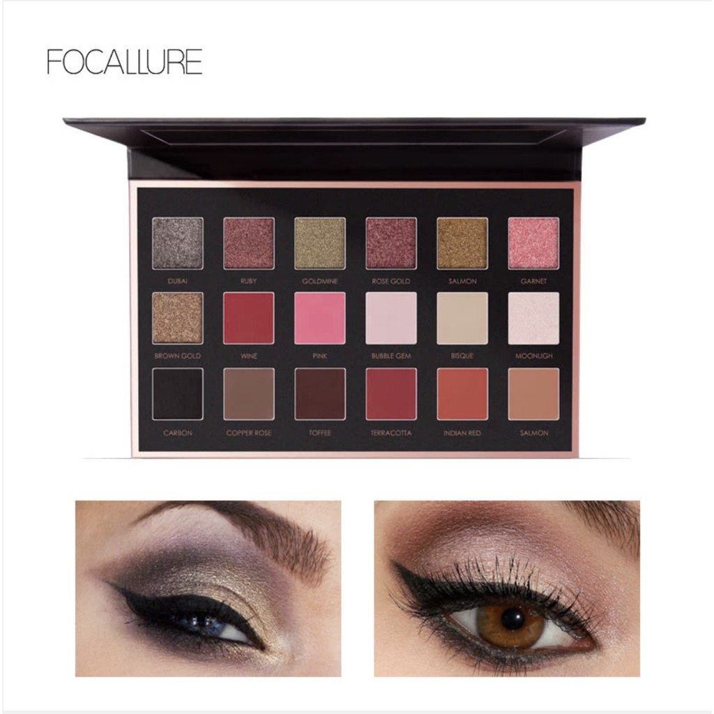 Bảng Phấn Mắt 18 màu Focallure Metallic Day To Night 18-Color Eyeshadow Palette (FA40-1A) 18g #01 Bright Lux