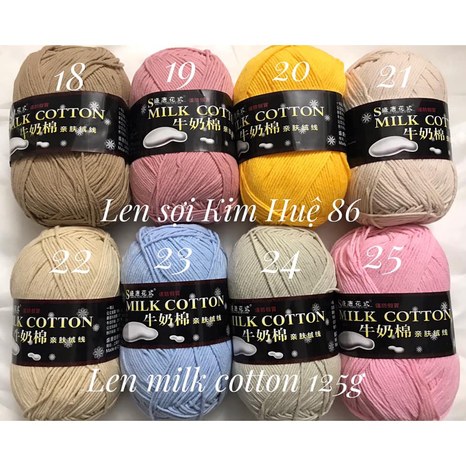Len milk cotton loại 1 cuộn 125g ( từ màu 41 đến màu 78)