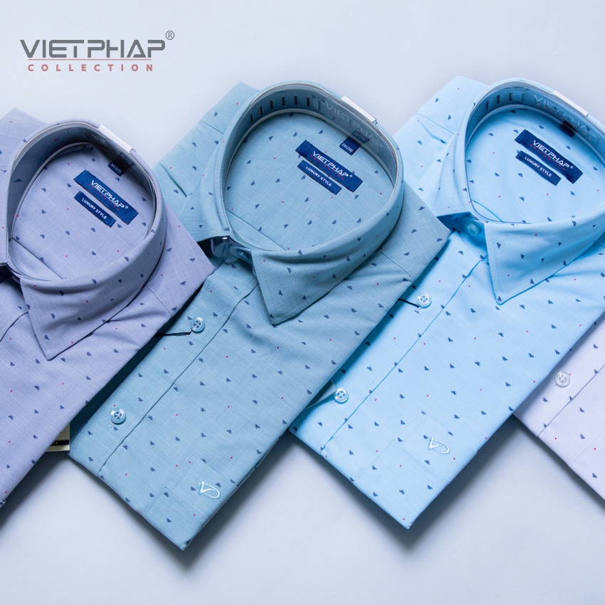 [1 tặng 1] Việt Pháp Áo Sơ Mi Nam Tay Ngắn Cao Cấp 2114