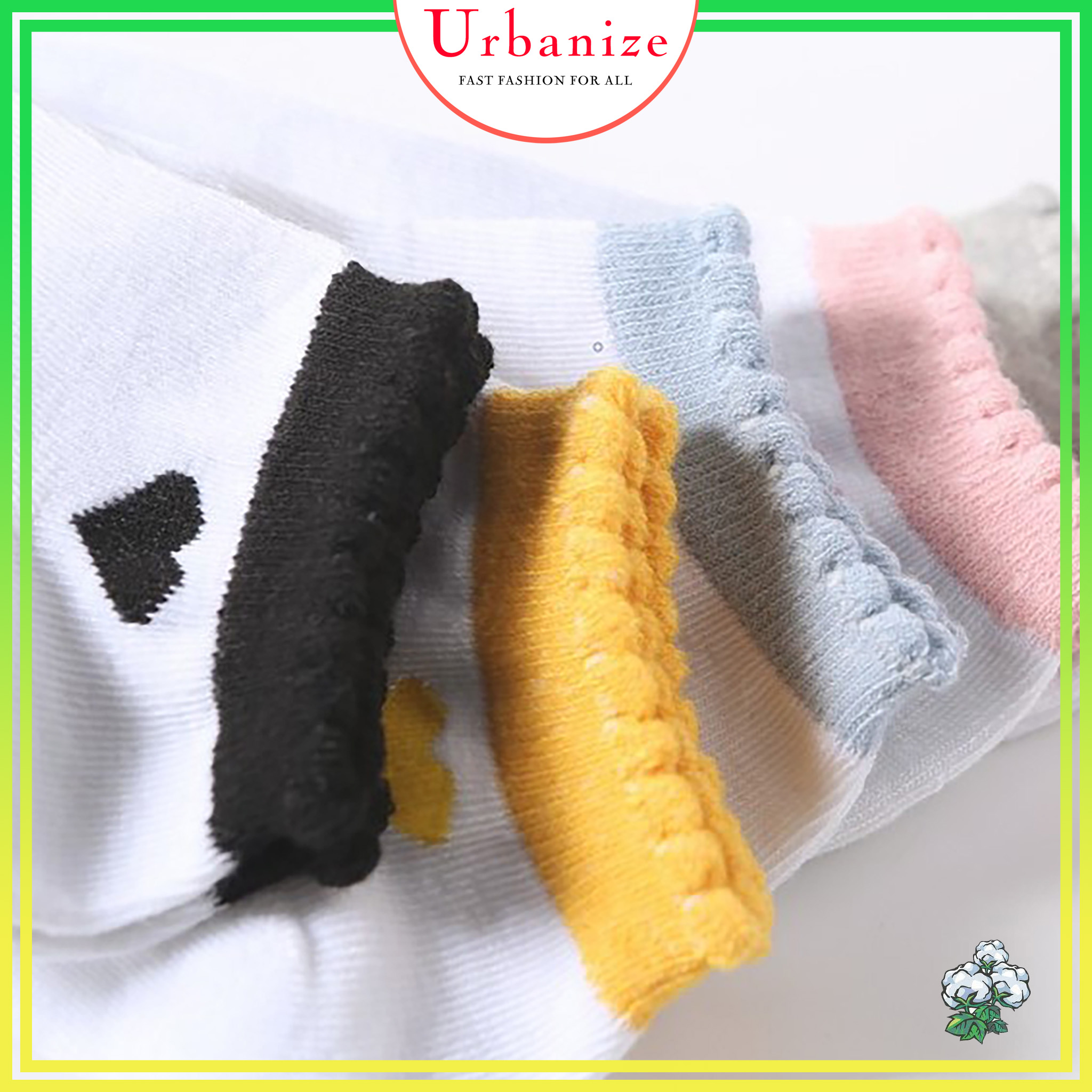 Tất nữ cổ ngắn - Vớ nữ cổ thấp Cotton trái tim cổ bèo mỏng thoáng Urbanize