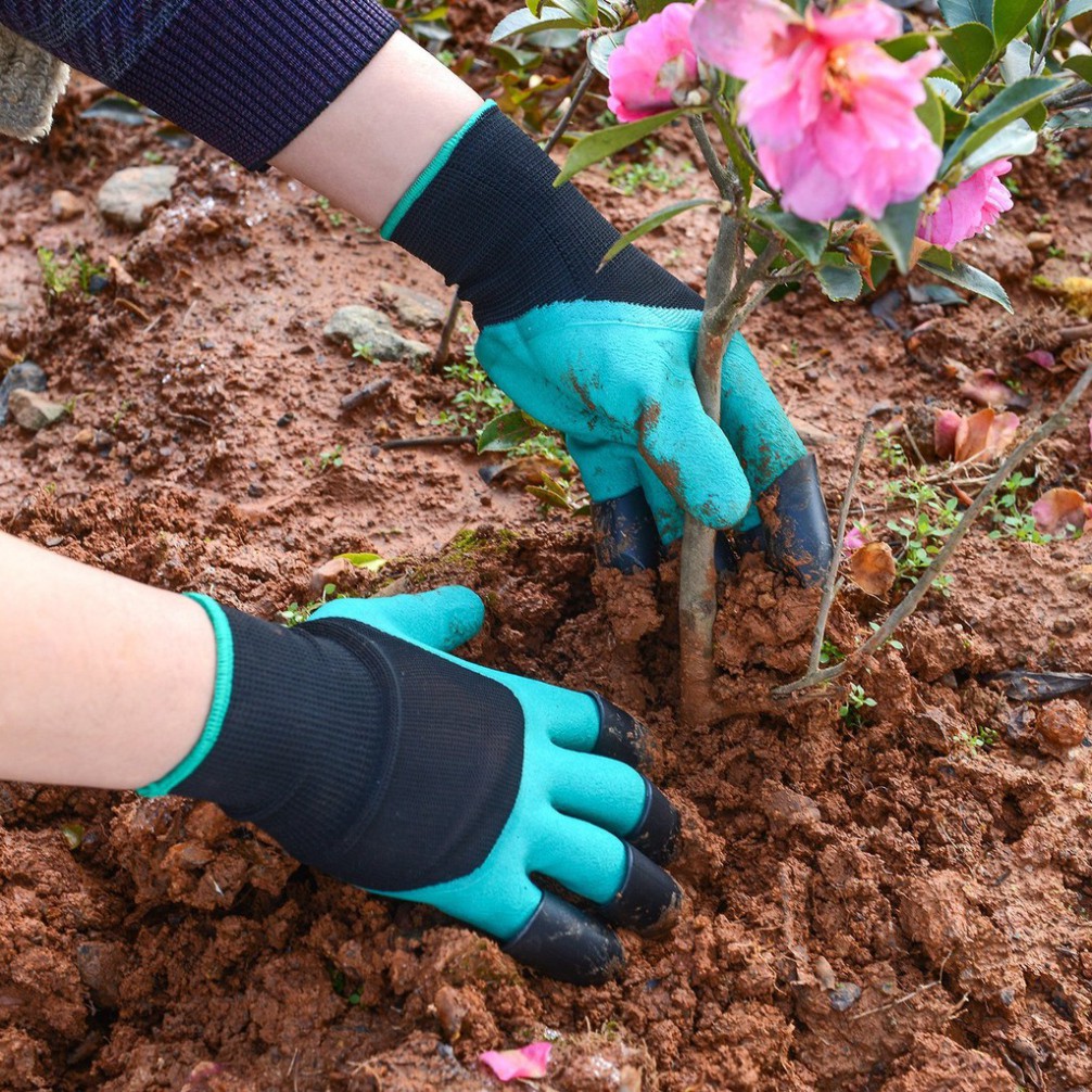 Cặp găng tay làm vườn chuyên dụng có móng vuốt 3a thay dụng cụ đào đất thoàng khí dọn dẹp đất trồng cây Chammart