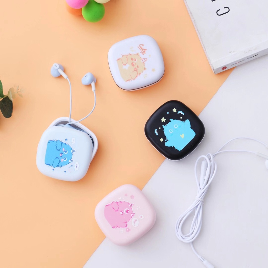 Bộ Tai Nghe Và Hộp Đựng Cute - Có Micro Đàm Thoại - Mẫu N - MIN STORE