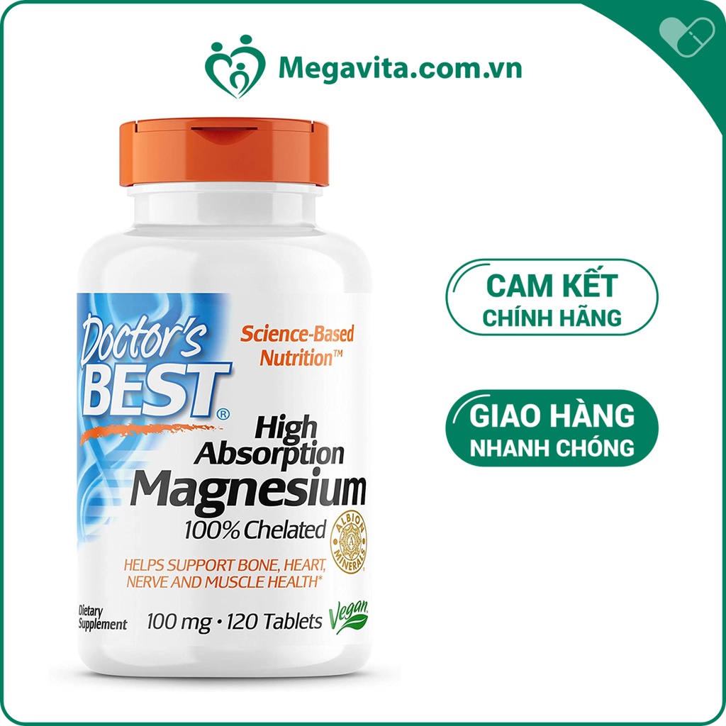 Viên Uống Bổ Sung Magie Doctor’s Best High Absorption Magnesium 100mg 120 Viên