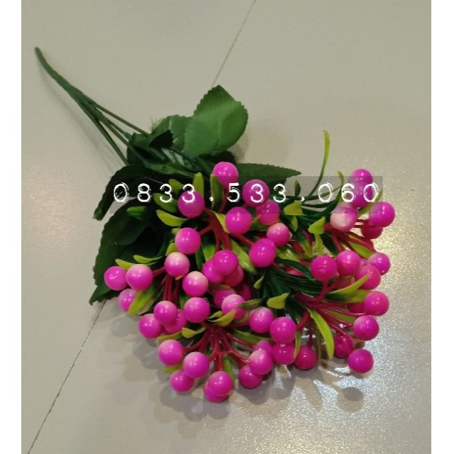 Chùm cherry 28cm, 5 nhánh, có 5 màu: đỏ, cam, hồng, trắng, xanh - Cành điểm trang trí lọ hoa