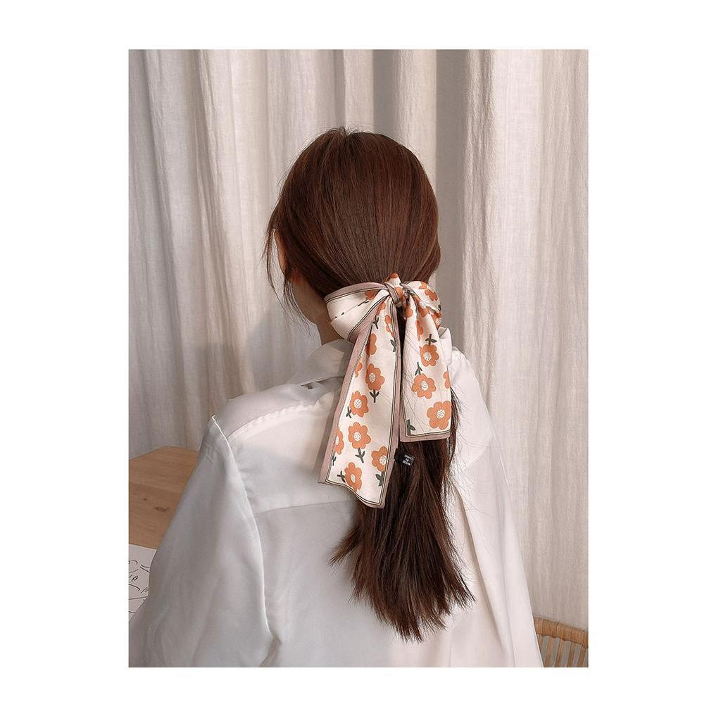 Silk scarf headband female tied hair ponytail Sen tie super fairy bow headdress streamer head rope