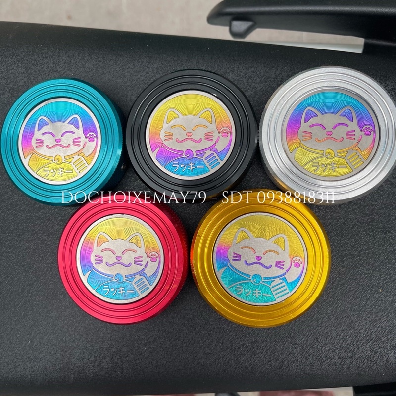 Chụp nắp xăng nhôm CNC kèm logo titan gắn mọi loại xe