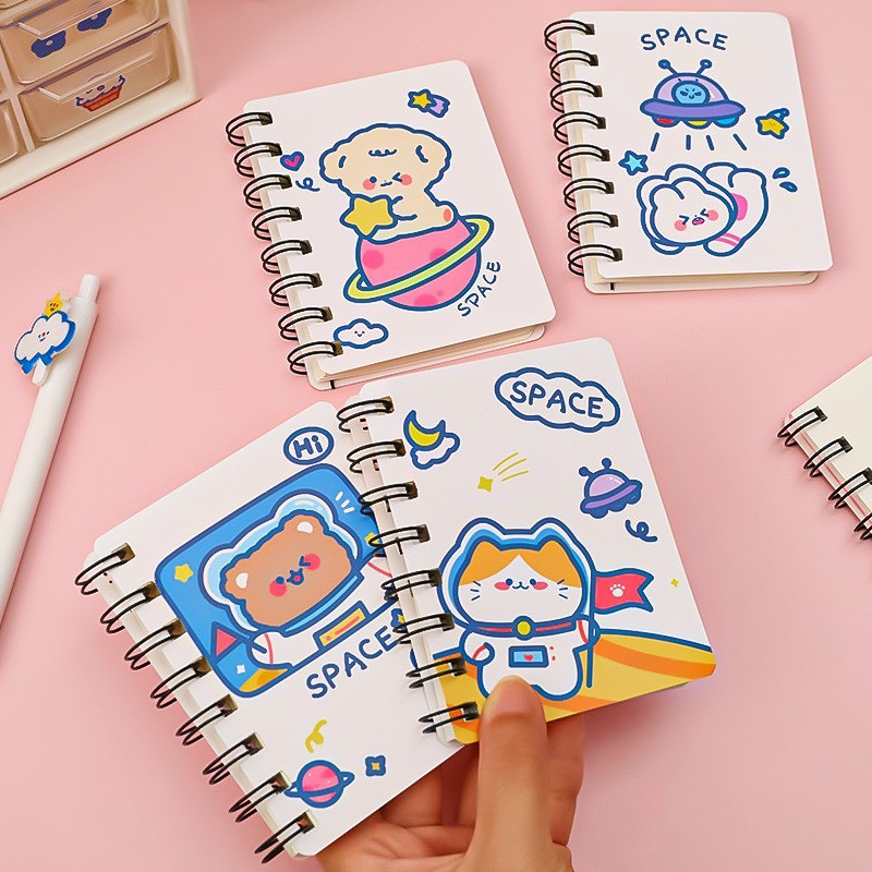 Sổ ghi chép cầm tay mini lò xo , sổ tay ghi chú gáy xoắn hoạt hình dễ thương