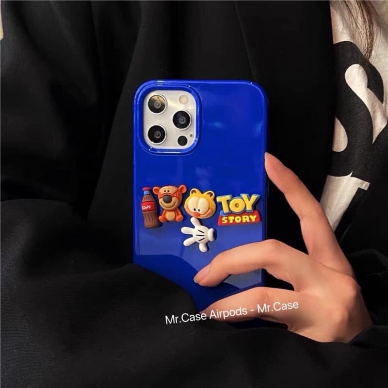Combo Case iPhone + Case Airrpods Dẻo Hình Gấu Xanh Nổi- Mr.Case AirPods