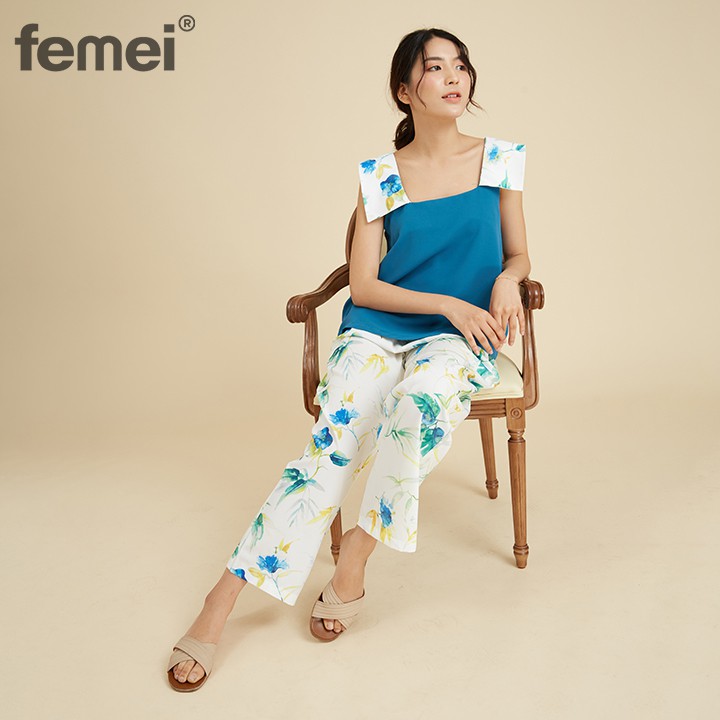 FEMEI - Đồ bộ mặc nhà Áo 2 dây bản 5cm FEM001 FEMEI SET