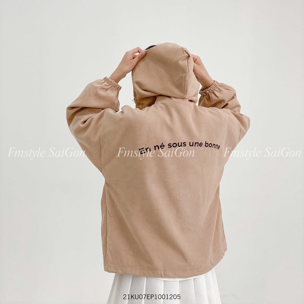 Áo khoác Hoodie rút gấu bò sữa ulzzang unisex thời trang tránh gió VM STYLE 21KU07EP1001