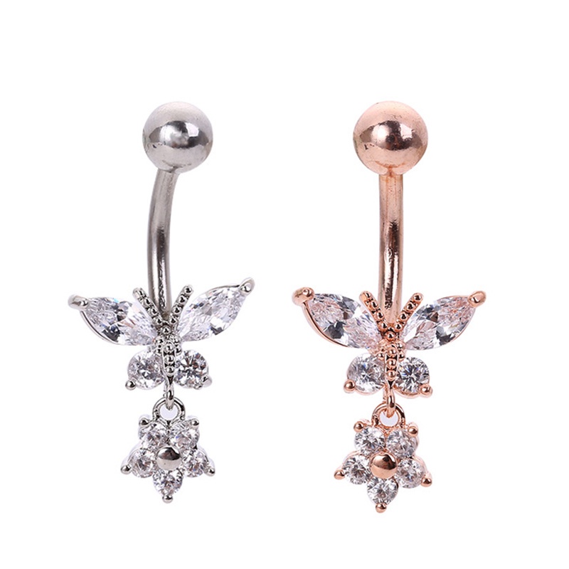 Khuyên Rốn Hình Bướm Đính Đá Zircon Thời Trang