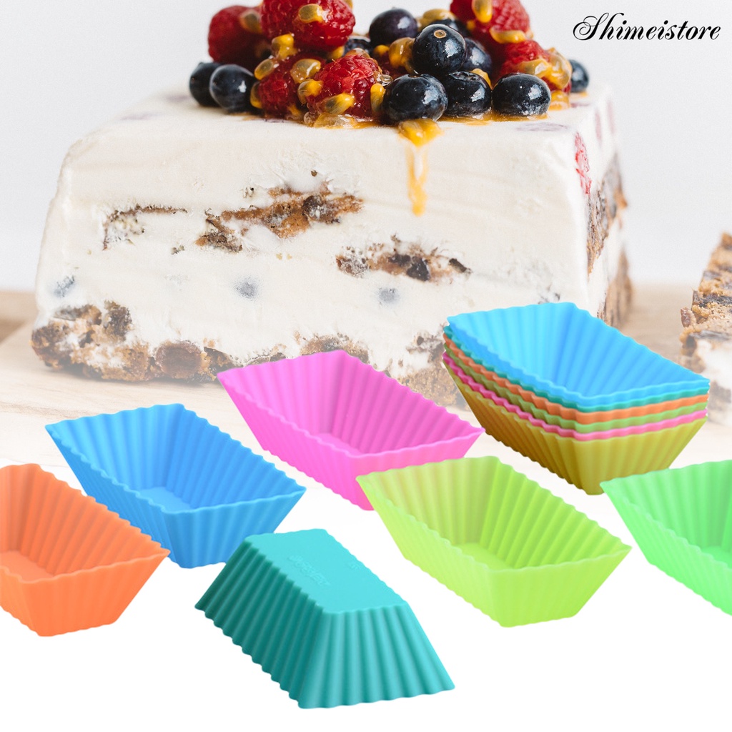 [BG5] 12 Cốc Làm Bánh Thạch Bằng Silicone Hình Chữ Nhật Có Thể Phân Hủy