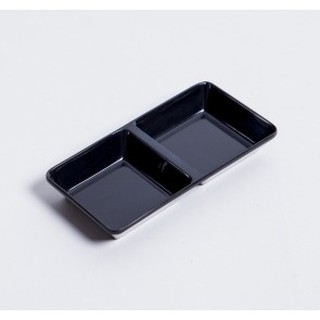 10 cái Chén Chấm 2 Ngăn Melamine Màu Đen (C103-D) - chén bát nhà hàng dụng cụ pha chế