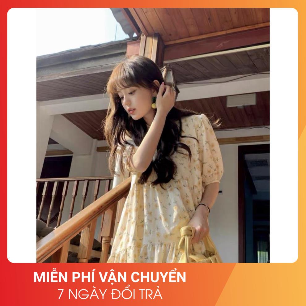 Đầm Hoa Nhí Vàng Hồng 24AP Nữ  🌸 Váy midi dáng xòe dài bánh bèo tiểu thư mặc đi biển cá tính ulzzang 🌸
