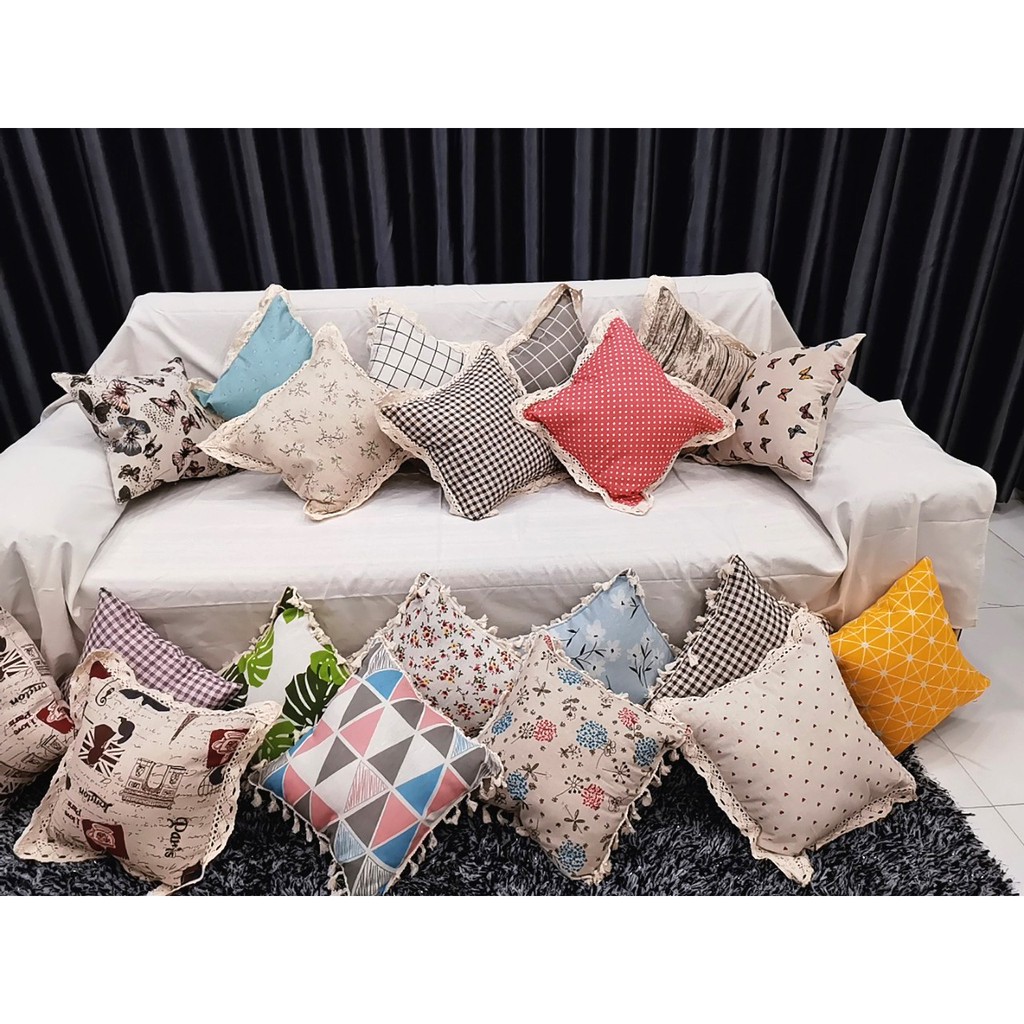 Gối tựa lưng sofa không kèm ruột 45x45cm VG45 Pink Xinh Decor đường may đẹp gối trang trí vải bố canvas nhiều mẫu