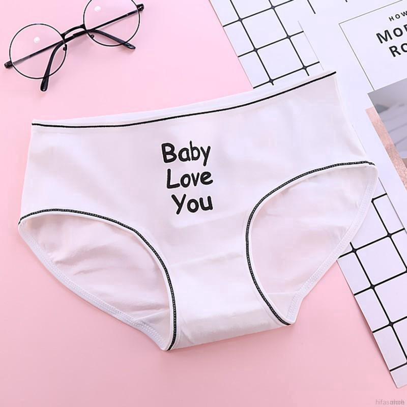 Quần Lót Cotton Lưng Vừa Hoạ Tiết In Cho Nữ