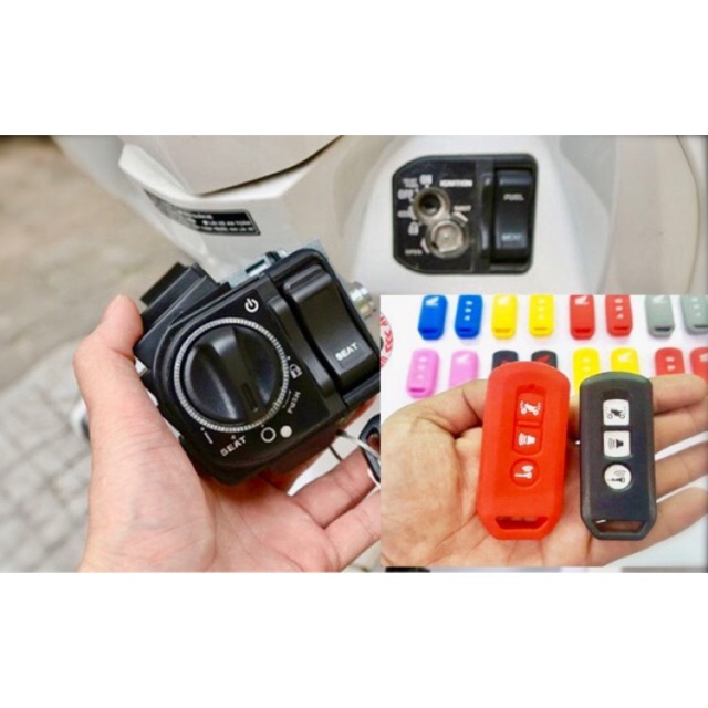 khoá núm Smartkey Honda tặng bọc cao su remote (VISION, AB, CLICK, VAIRO, PCX...)