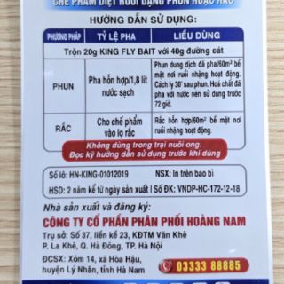 THUỐC DIỆT RUỒI KING FLY BAIT gói 20gr