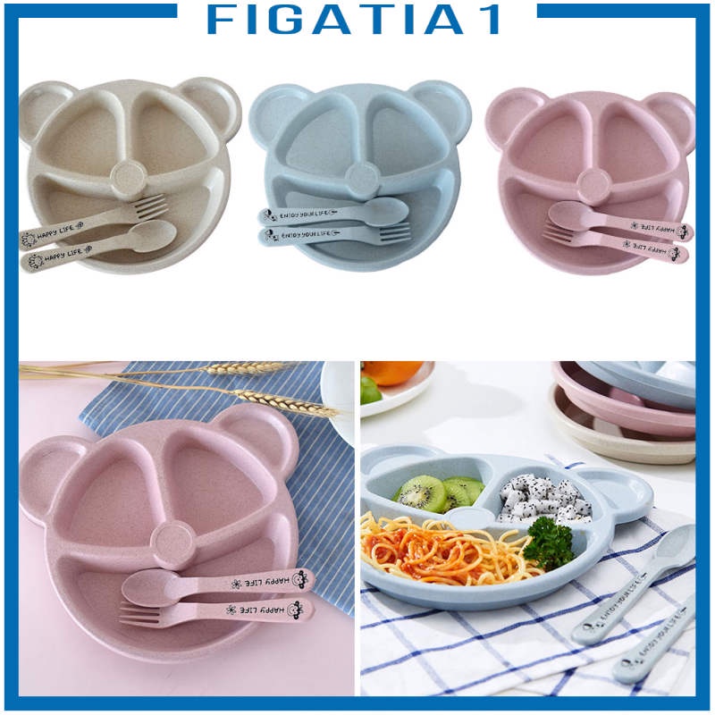 Bộ Đĩa Chia 3 Ngăn Chống Rò Rỉ Màu Hồng figatia1 Cho Bé