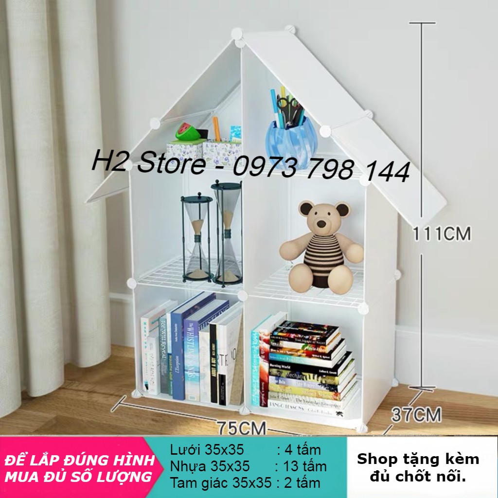 KỆ ĐẺ ĐỒ CHƠI, SÁCH VỞ, TRANG TRÍ DECOR CHO BÉ (KỆ SÁCH CÓ MÁI) - Bán theo tấm