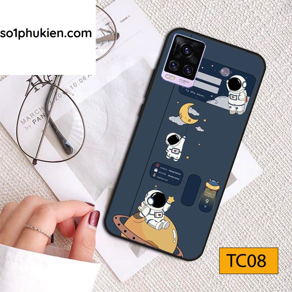 Ốp lưng Vivo V20 / Vivo V21 lưng ép kính hình phi hành gia vũ trụ cá tính, ngộ nghĩnh