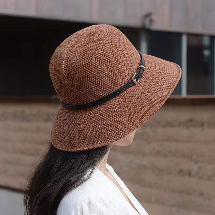 Nón Nữ Chống Nắng Phối Dây Da Style Phương Tây Trang Nhã Form Mềm