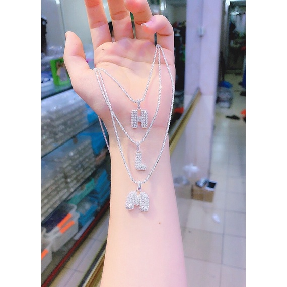 Dây chuyền bạc nữ mặt chữ cái bạc ta Minh Tâm Jewelry