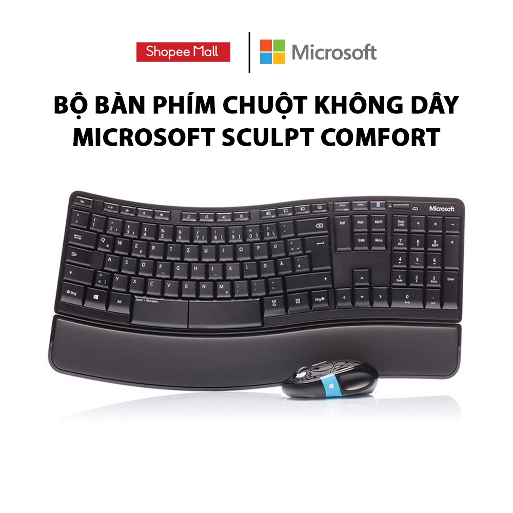 [Mã ELMALL10 giảm 10% đơn 500K] Bộ bàn phím chuột không dây Microsoft Wireless Scupt Comfort (màu đen)