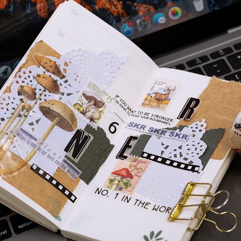 Cuộn băng dính washi tape có 8 kiểu tùy chọn trang trí sổ lưu niệm
