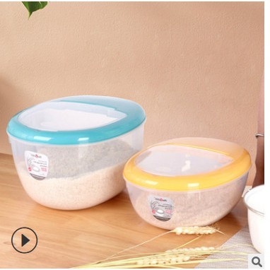 Thùng đựng gạo xinh xắn nhựa trong suốt TRÒN (không kèm cốc nhựa )