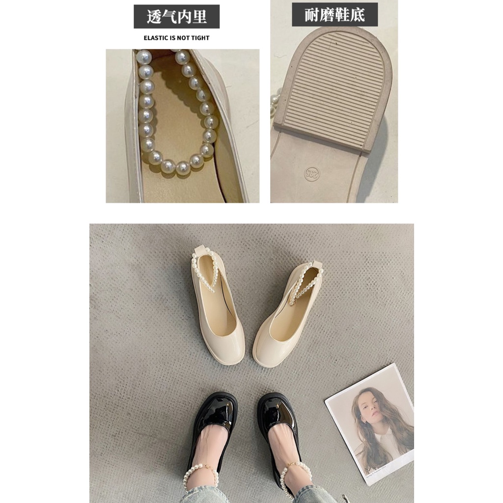 Retro British Wind Small Leather Shoes Female 2021 Summer New Versions Low With Pearl Japan Jk Mary