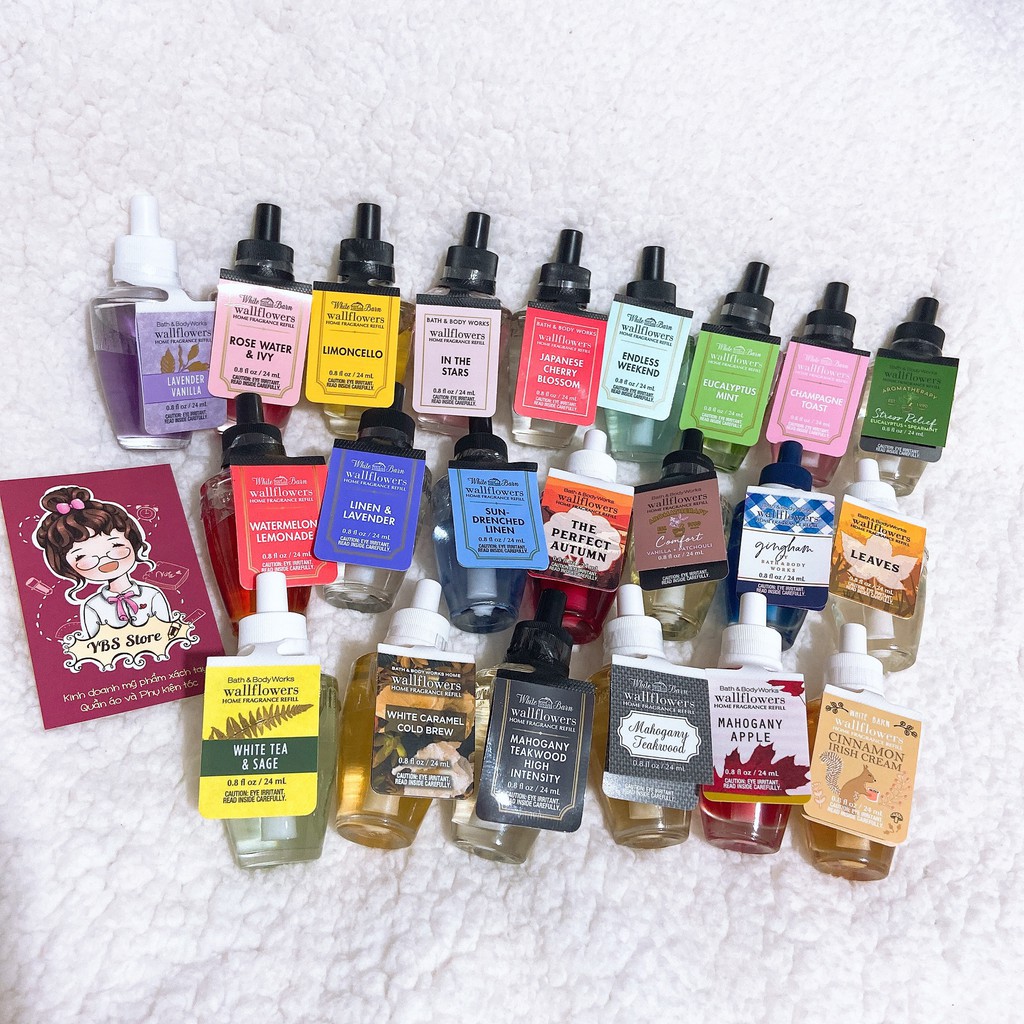 {YBS Store} Tinh dầu xông phòng Bath &amp; Body Works BBW Wallflower Home Fragrance Refills 24ml inbox shop chọn mùi nhé!