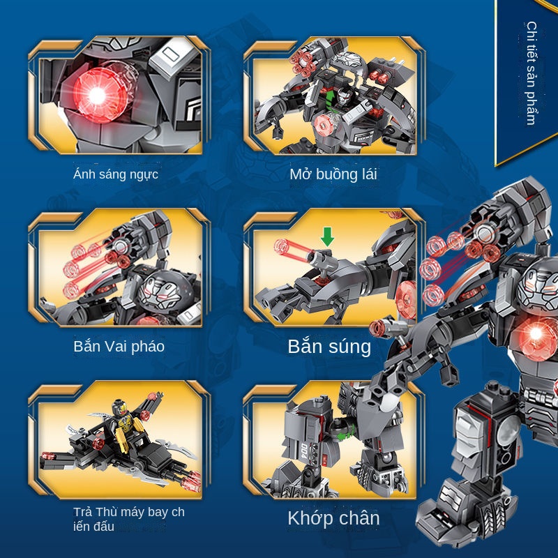 ┅Tương thích với các khối Lego, hình Iron Man, mech chống Hulk, lắp ráp robot Avengers, đồ chơi trẻ em