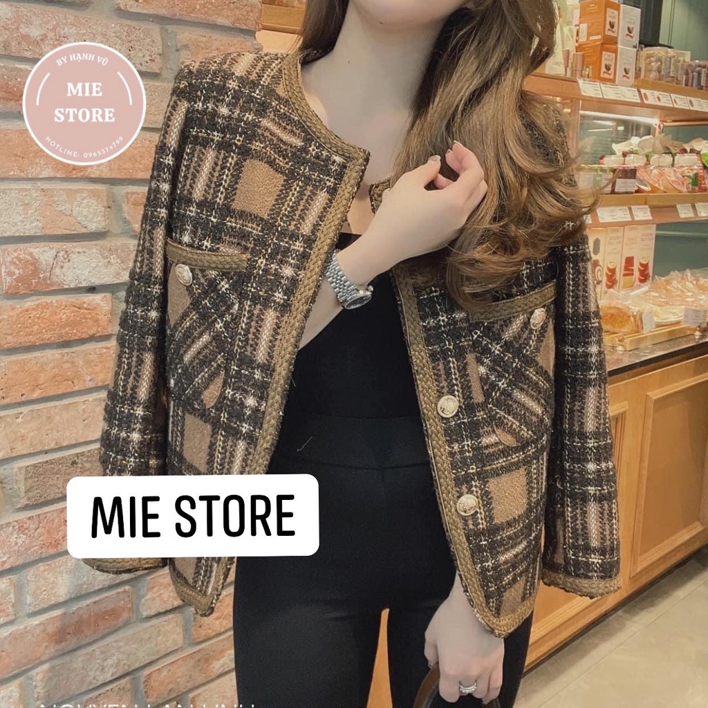 Áo dạ tweed nhũ chìm màu nâu siêu tây | BigBuy360 - bigbuy360.vn