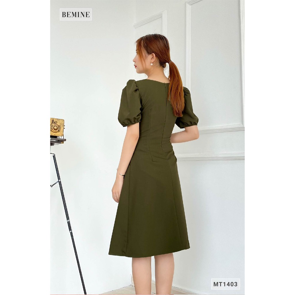 Đầm cổ vuông eo gắn bông BEMINE MT1403REULINH | BigBuy360 - bigbuy360.vn
