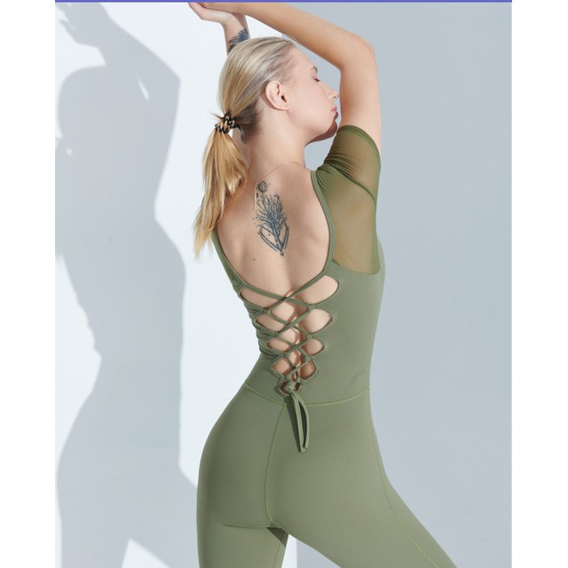 ĐỒ TẬP GYM, YOGA - Bộ đồ Jumpsuit cao cấp tập gym yoga nữ, Thiết kế đan dây khoét sâu sexy [FANDRUINO]
