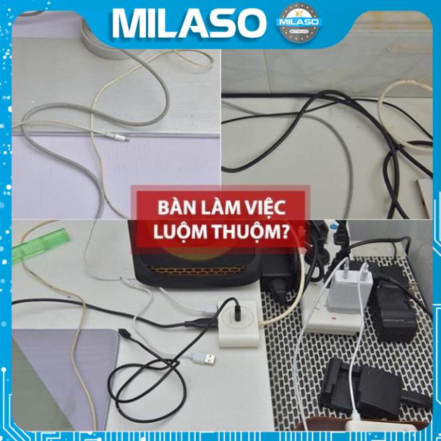 Nẹp dây điện MILASO luồn dây điện, sạc, chuột, bàn phím gọn gàng bàn làm việc HG-001200