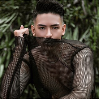 Áo thun lưới sexy tay dài