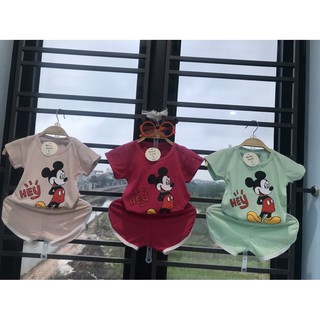 Bộ mickey cho bé gái chất cotton co dãn thấm hút mồ hôi