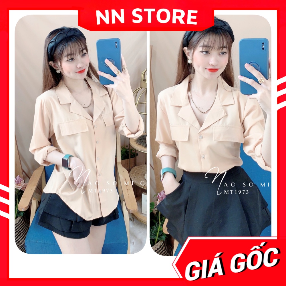 Áo sơ mi công sở nữ chất vải mềm mịn mát lai bầu dễ thương MT1973