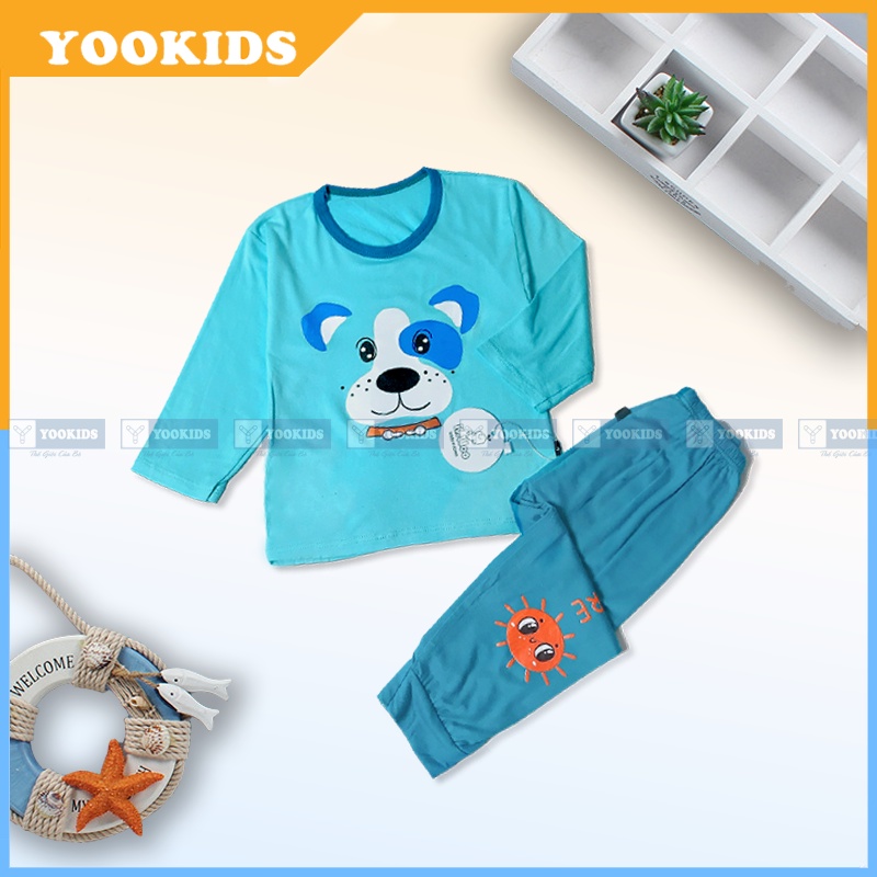 Quần áo dài tay cho bé trai bé gái YOOKIDS chất thun lạnh mềm co giãn, Quần áo thu đông bé trai bé gái 1 2 3 4 5 tuổi