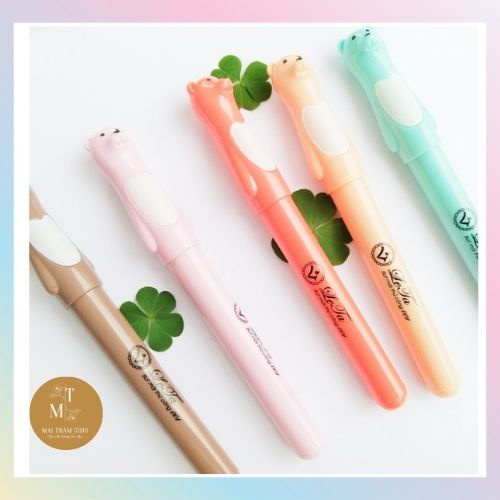 Bút Lê-ta mã gấu 001, ngòi kín êm trơn, nét nhỏ xinh xắn, kiểu dễ thương